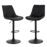 Artiss Set of 2 Bar Stools Kitchen Swivel Gas Lift Counter Chair Diamond Leather Black