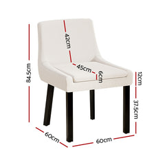 Artiss Dining Chairs Set of 2 Corduroy Wooden Beige