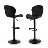 Artiss Set of 2 Bar Stools Kitchen Swivel Gas Lift Counter Chair Shell Leather Black