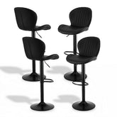 Artiss Set of 4 Bar Stools Kitchen Swivel Gas Lift Counter Chair Shell Leather Black