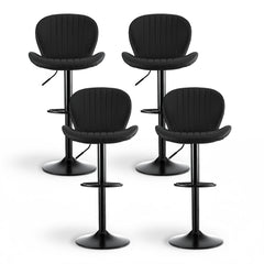 Artiss Set of 4 Bar Stools Kitchen Swivel Gas Lift Counter Chair Shell Leather Black
