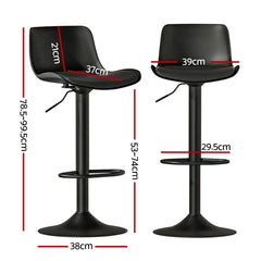 Artiss Set of 2 Bar Stools Padded Seat Gas Lift Black