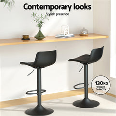 Artiss Set of 2 Bar Stools Padded Seat Gas Lift Black