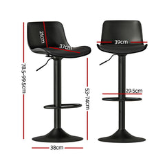 Artiss Set of 4 Bar Stools Padded Seat Gas Lift Black