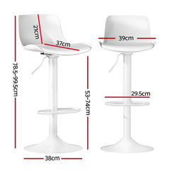 Artiss Bar Stools Kitchen Swivel Gas Lift Stool Leather Dining Chairs White x2