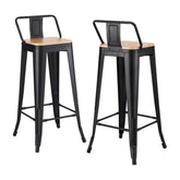 Artiss Set of 2 Bar Stools Kitchen Counter High Chair Dining Stackable Metal Black