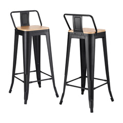 Artiss Set of 2 Bar Stools Kitchen Counter High Chair Dining Stackable Metal Black