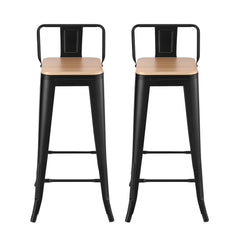 Artiss Set of 2 Bar Stools Kitchen Counter High Chair Dining Stackable Metal Black
