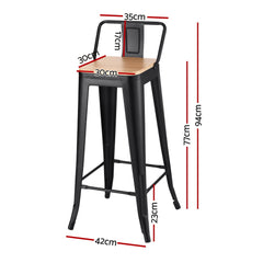 Artiss Set of 4 Bar Stools Kitchen Counter High Chair Dining Stackable Metal Black