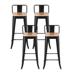 Artiss Set of 4 Bar Stools Kitchen Counter High Chair Dining Stackable Metal Black