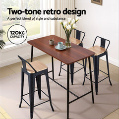 Artiss Set of 4 Bar Stools Kitchen Counter High Chair Dining Stackable Metal Black