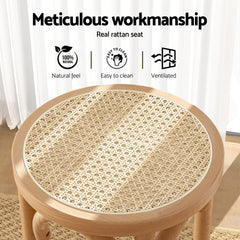 Artiss Set of 4 Bar Stoosl Rattan Seat Wooden