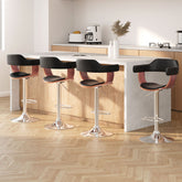 Artiss Set of 4 Bar Stools Gas Lift Leather w/Armrest Black