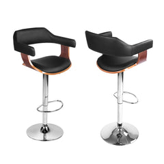 Artiss Set of 4 Bar Stools Gas Lift Leather w/Armrest Black