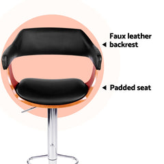 Artiss Set of 4 Bar Stools Gas Lift Leather w/Armrest Black