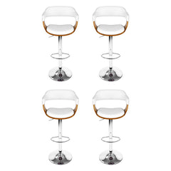 4x Artiss Bar Stools Gas Lift Leather with Armrest White
