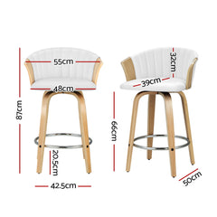 Artiss Set of 4 Bar Stools Swivel Leather Chairs Wooden