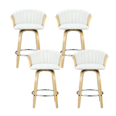 Artiss Set of 4 Bar Stools Swivel Leather Chairs Wooden