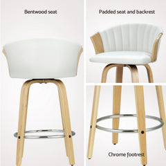 Artiss Set of 4 Bar Stools Swivel Leather Chairs Wooden