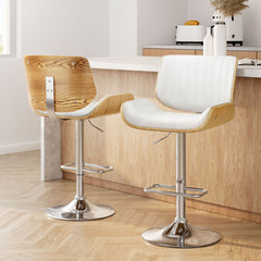 Artiss Set of 2 Bar Stools Adjustable Leather Chairs