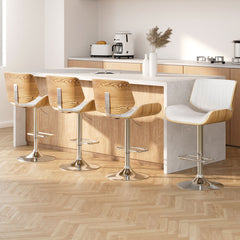 Artiss Set of 4 Bar Stools Adjustable Leather Chairs