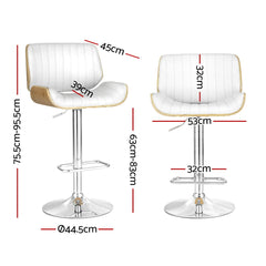 Artiss Set of 4 Bar Stools Adjustable Leather Chairs