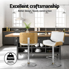 Artiss Set of 4 Bar Stools Adjustable Leather Chairs