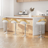 Artiss Set of 4 Bar Stools Adjustable Leather Padded White