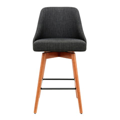 Artiss 2x Bar Stools Swivel Seat Wooden Charcoal