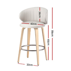 4x Set of 4 Artiss Bar Stools Dining Chairs Contoured Leather Wood Stool