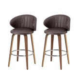 2x Artiss Bar Stools Dining Chairs Contoured Leather Wood Stool