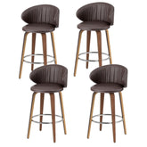 4x Artiss Bar Stools Dining Chairs Contoured Leather Wood Stool