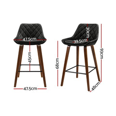 Artiss 2x Bar Stools PU Seat Wooden