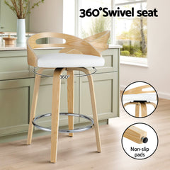 Artiss Set of 4 Bar Stools Swivel Dining Chairs Low Back Counter Seat PU Cushion