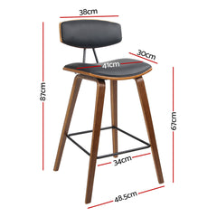 Artiss Set of 4 Bar Stools Leather Padded w/Backrest