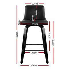 Artiss Bar Stools Kitchen Leather Barstools Swivel Wooden Chairs X2