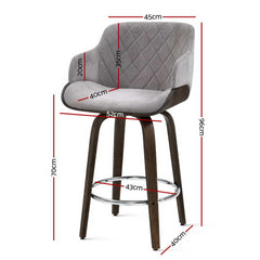 Artiss Set of 2 Bar Stools Swivel Velvet Padded Wooden