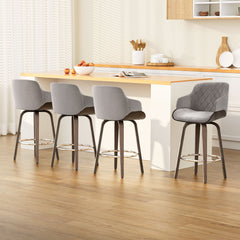 Artiss Set of 4 Bar Stools Swivel Velvet Padded Wooden