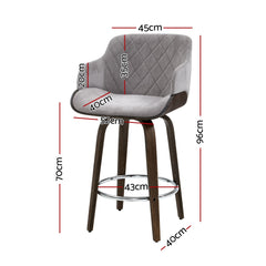 Artiss Set of 4 Bar Stools Swivel Velvet Padded Wooden