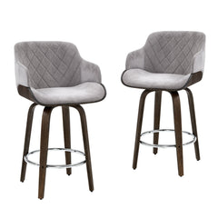 Artiss Set of 4 Bar Stools Swivel Velvet Padded Wooden