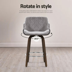 Artiss Set of 4 Bar Stools Swivel Velvet Padded Wooden