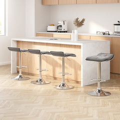 Artiss Set of 4 Bar Stools Linen Padded Gas Lift