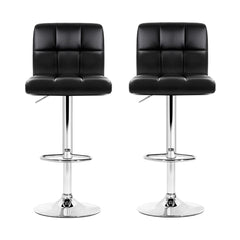 Artiss 2x Bar Stools Leather Gas Lift Black