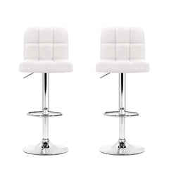 Artiss 2x Bar Stools Leather Gas Lift White