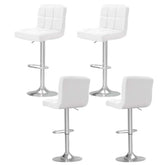 Artiss Set of 4 Bar Stools Leather Gas Lift White
