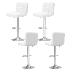 Artiss Set of 4 Bar Stools Leather Gas Lift White