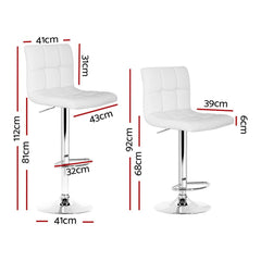 Artiss Set of 4 Bar Stools Leather Gas Lift White