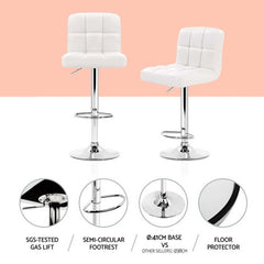 Artiss Set of 4 Bar Stools Leather Gas Lift White