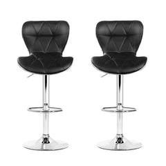 Artiss 2x Bar Stools Gas Lift Leather Seat Black