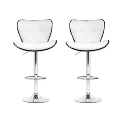 Artiss 2x Bar Stools Gas Lift Leather Seat White